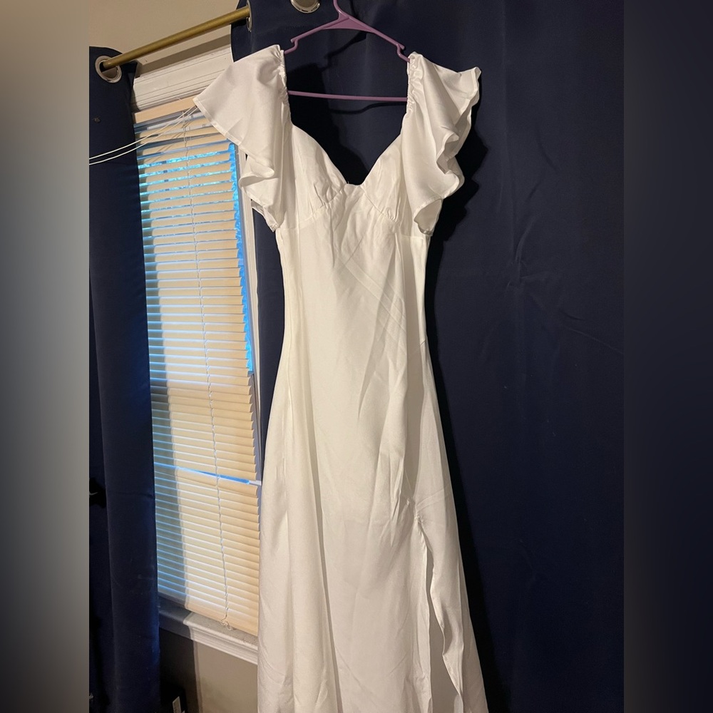 White satin midi dress NWT